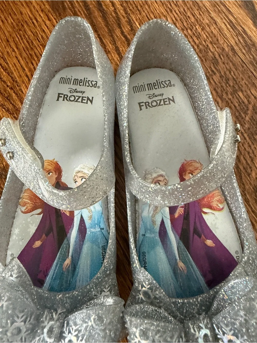 Mini Melissa Ultragirl Glitter Frozen Bow snowflake Mary Janes - Silver/Blue